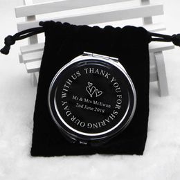 Custom Personalised compact mirror wedding Favour bridesmaid gifts Free engraving With FREE Black Velvet Pouch M0832 FREE SHIPPING3