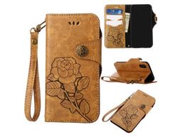 Flip Cover For iPhone 8 7 6 5 4 Case Leather Luxury Vintage Rose Cases Covers For iPhone8 iPhone7 iPhone6 Plus Case