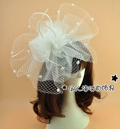 dotted veil UK - Beige Cute Wedding Hats With Dot Mesh White Wedding Hat with Veil Bridal Hat Lady's Hat for the Party New 2016