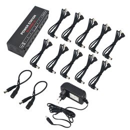Freeshipping Mini Power Supply Power Station DC CORE 10 for 9V 12V 18V Guitar Effects Pedal with Ten Isolated Outputs + Cables US Plug