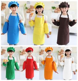 Kids Aprons Pocket Craft Cooking Baking Art Painting Kids Kitchen Dining Bib Children Aprons Kids Aprons 10 Colours Free Shipping A-0380