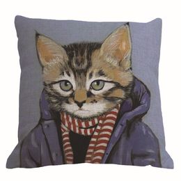 10 designs animal cat in human clothes cushion cover creative cojines modern almofadas 45cm sofa throw pillow case home decor