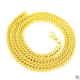 Men's 14K gold necklace Europe and the United States burst men men with chain 7MM thick chain flat snake bone chain