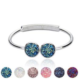 Fashion Druzy Drusy Bracelet Silver Gold Color 6 Colors Round Imitate Stone Bangle Bracelet For Women Jewelry