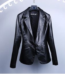 Women's new luxury fashion genuine sheepskin leather turn down collar long sleeve slim waist blazer suit coat leather casacos plus size 3XL