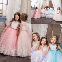 Vintage Lace Arabic 2017 Floral Flower Girl Dresses Beaded With A Cloak Child Dresses Beautiful Girls Pageant Gowns Birthday Party Dresses