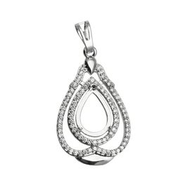 Beadsnice Diamonds Semi Mount Setting Pendant 9x13mm Oval 925 Sterling silver Metal Pendant Blanks Handmade Necklace for Her ID 34065