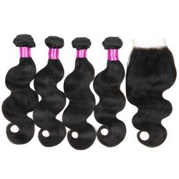 hair product bundles Canada - Siyusi Hair Products With Closure Brazilian Virgin Hair With Closure 3 4 Bundles With Closure Brazilian Body Wave Human Hair Weave