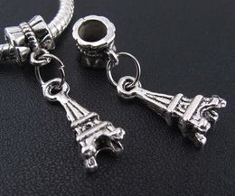 100PCS Tibetan Silver tower Charms Pendant Dangle Beads Fit European Bracelet 27mm