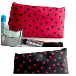 Wholesale Satin Women's Single zipper Heart Pattern Cosmetic Bag Clutch bag wash bag Small Cosmetic Cases