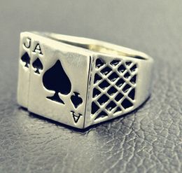 Poker Ring For Men Cool Korean Style Black Heart Rings Letter A Good Qualty Wholesale Gift