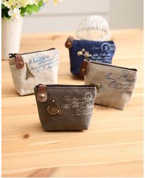 Vintage Women's canvas bag coin keychain keys wallet mini zipper purse change pocket hollder organize cosmetic make up sorter
