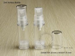 Free Shipping-DIY Essential 5ml Airless Pump Bottle 5cc Small Lotion Bottles Cosmetic Packaging,Sample Display Vial 100pcs