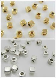 Free Ship 1000Pcs Gold Silver Plated Square Spacer Beads For Jewelry Making 3mm