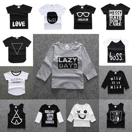 14 Styles Baby INS T shirt New Boys Girls Cartoon Cotton Shirts Kids Short & Long Sleeve Tops Spring Summer Popular T-shirt