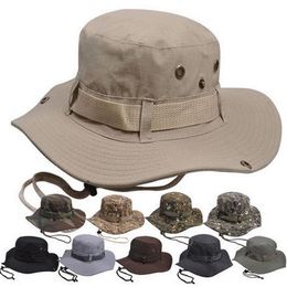 fashion Camouflage wide-brimmed hat outdoor fisherman Bucket Hats Camo Wide Brim Sun Fishing cap Camping Hunting CS Tactical Gear xmas gift
