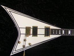 Custom Shop Exclusive Randy Rhoads RR 1.5 Electric Guitar Cream with Black Pinstripe Gold Hardware Block MOP Fingerboard Inlay