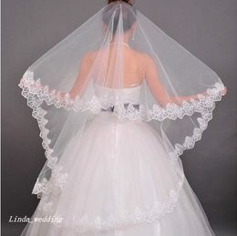 High Quality New White Ivory Bridal Wedding Veil With Comb Lace Tulle Veils Bridal Accessories