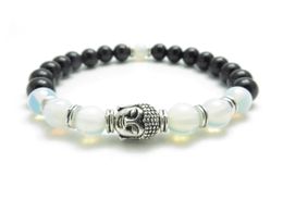 SN111Buddha Mala Bracelet Men's Black Onyx Bracelet Yoga Jewellery Wrist Meditation Opal Healing Men's Bracelet Christmas Gift For Him