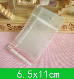 hanging hole poly bags (6.5x11cm) with self-adhesive seal opp bag /poly for wholesale 1000pcs/lot