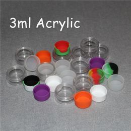 MOQ 20pcs Acrylic silicone wax container silicone jar 3ml wax container dab bho plastic clear acrylic silicone jars
