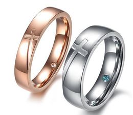 Cross Titanium Stainless Steel Rings Crystal For Lover Fashion Jewellery High Quality Wholesale Mix Sizes Hot