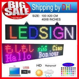 40X8 inch P10 outdoor RED LED sign wireless and usb programmable rolling information 1000x200MM led display screen