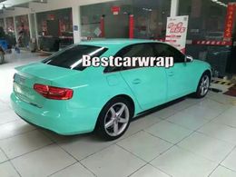 Premium Tiffany Color Super Gloss Vinyl wrap 3 Layers High Glossy Mint Car Wrap Film with air Free Size:1.52*20M/Roll