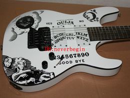 Chitarra elettrica bianca Kirk Hammett Signature di alta qualità per strumenti musicali cinesi con Floyd Rose Tremolo Custom