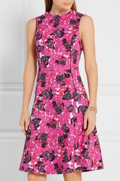 polyester dresses for women UK - Flower Print Women A-Line Dress Round Neck Sleeveless Casual Dresses 084A696