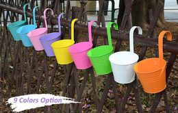 5PCS-PACK Wholesale 6.3" Unique Design Iron Hanging Flower Pots Garden Plant Barrels Pastoral Balcony Decor Multicolors Choose 2016 Fashion