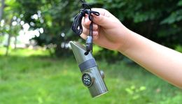 Outdoor camping survival tool compass multifunctional seven in one safety science education emergency whistle