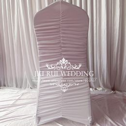 White Pleated/Ruffled Back Spandex Lycra Banquet Chair Cover 100PCS A Lot For Wedding Party Hotel Decoration
