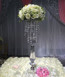 74 cm Height road lead metal wedding road leading with acrylic hanging flower wedding Centrepiece event party decoration backdrop T- stand