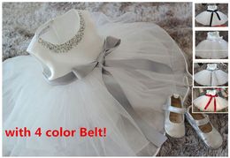 2015 White chiffon toddler girls christening gowns,Pearl Vestido batizado branco,Brand delicate baby 1 years birthday princess dresses