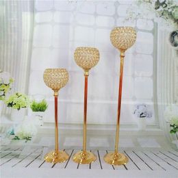 Free shipping 50cm(H) Gold crystal wedding decoration candle holder event candlesticks party candle stand Centrepiece candelabra