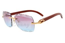 Colour engraving lens fashion design, high quality sunglasses 8300765 pure natural birch square sunglasses, size: 56-18-135mm