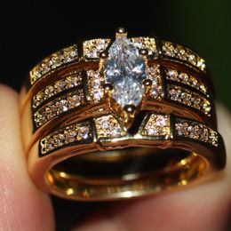 кольцо 3in1 Скидка Виктория Вик старинные ювелирные изделия груша Cut женщины мода кольцо стерлингового серебра 925 позолоченный CZ Алмаз 3в1 свадебные размер 5-11