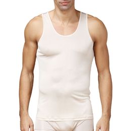 100% Pure Silk Knit Men's O-neck Man Undershirt Classic Tank Top Solid Size L XL XXL