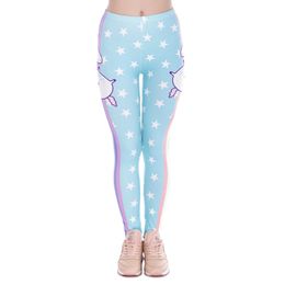 DHL FREE ! 10pcs/lot Leggings Women Rainbow Legins Unicorn Stars Stripe Printing Cozy Legging Woman High Waist Casual Leggings