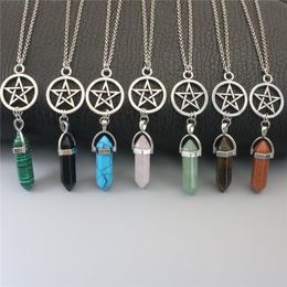 Men Necklaces Designer Jewellery Silver Plated Star Pendant Natural Stone Healing Green Aventurine Alloy Women Necklace