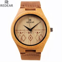 Bamboo big dial watch men quartz watch wooden table leather strap best-selling fashion leisure foreign trade