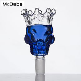 Wholesale BIG Size Skull Style Herb Holder Smoke Accessory With Crown Glass Bowl 14MM 19MM Male Joint Slide For Bong