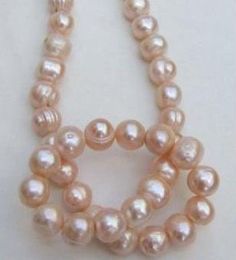 Elegant 11-12mm natural south seas pink baroque pearl necklace 18inch 14K gold clasp