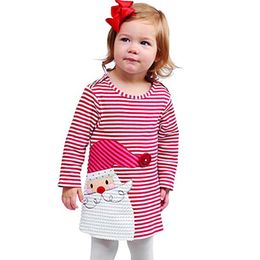 New Year Girls Clothes Christmas Clothes Baby Girls Red Striped Cute Girl Dress Xmas Princess Dress Kids Baby Cotton Dress Children Clothing