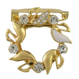 Idealway Moda in oro argento placcato in lega di cristallo di cristallo Swan Sciarpa Fibbia Brooch Accessorio Regalo di nozze da donna