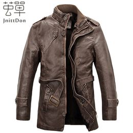 2016 Men's brand PU leather men leather coat men's fleece liner jacket Slim casual men's winter coat black coat