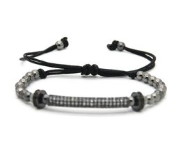 New Design Jewelry Wholesale 4mm 18kt Round Beads with Cubic Zirconia Tube Braided Macrame CZ Bracelets