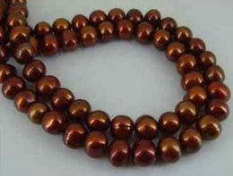 Gorgeous natural 8-9mm Akoya chocolate Pearl Necklace 20inch 925 silver clasp