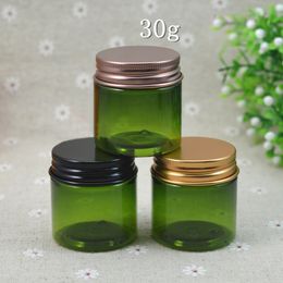 50pcs 30g 30cc Olive green Plastic Cosmetic Jar PET Serum Bottle Aluminum Cap Container with Metal Lid